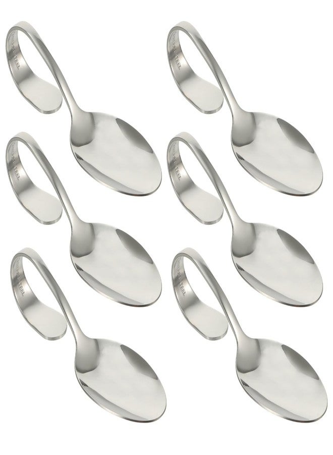 Hemoton 6 Pcs Bent Spoon Curved Handle Spoons Stainless Steel Salad Serving s Canape s Multipurpose Buffet s (Silver) - Image 1