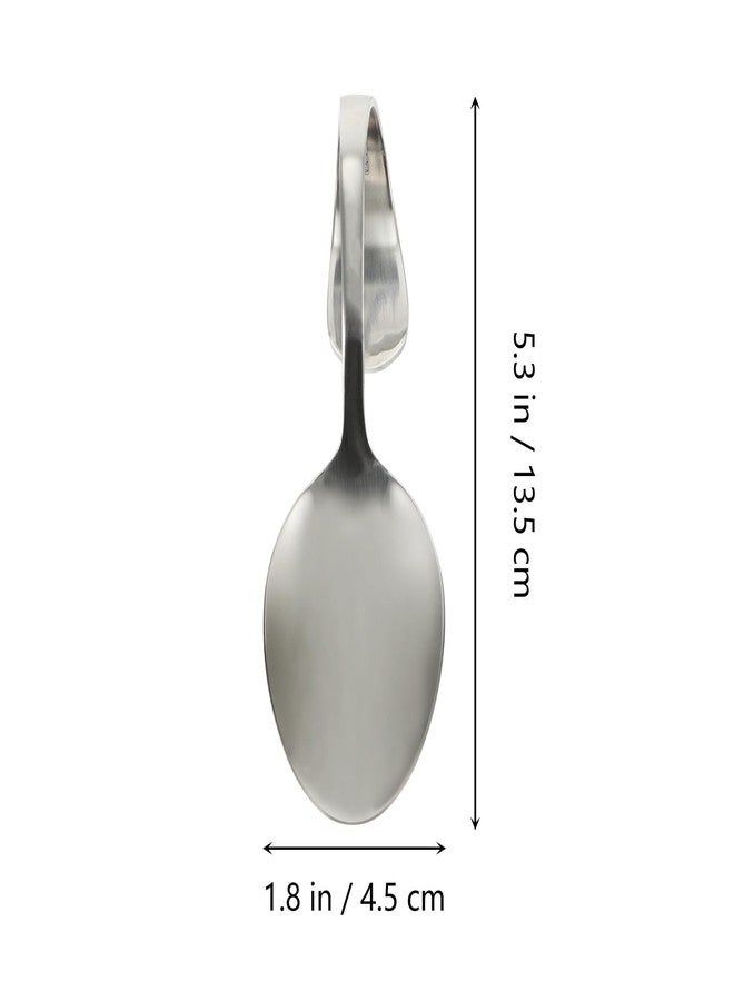 Hemoton 6 Pcs Bent Spoon Curved Handle Spoons Stainless Steel Salad Serving s Canape s Multipurpose Buffet s (Silver) - Image 2