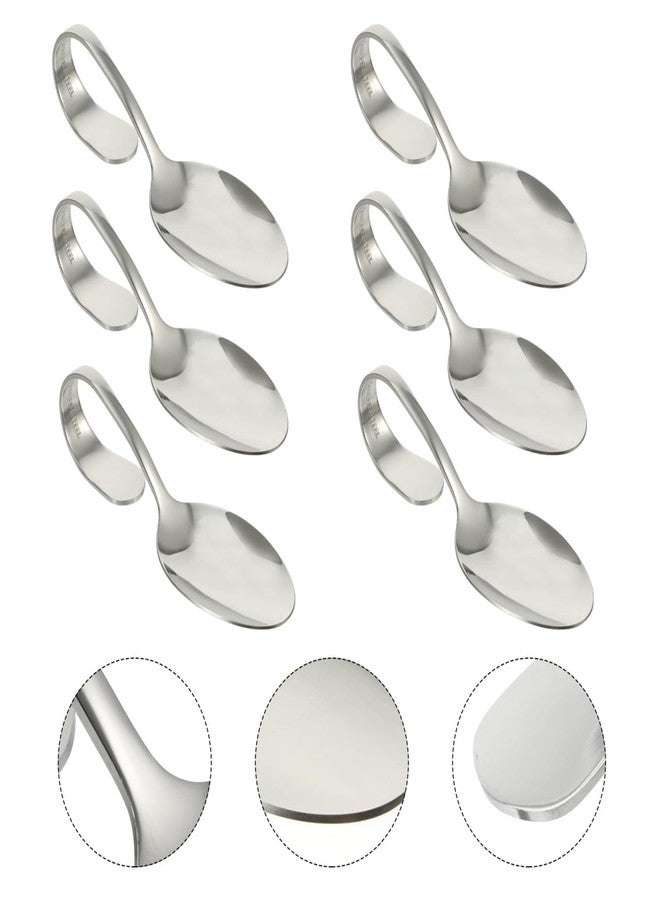 Hemoton 6 Pcs Bent Spoon Curved Handle Spoons Stainless Steel Salad Serving s Canape s Multipurpose Buffet s (Silver) - Image 3