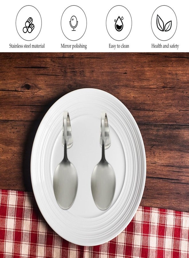 Hemoton 6 Pcs Bent Spoon Curved Handle Spoons Stainless Steel Salad Serving s Canape s Multipurpose Buffet s (Silver) - Image 5