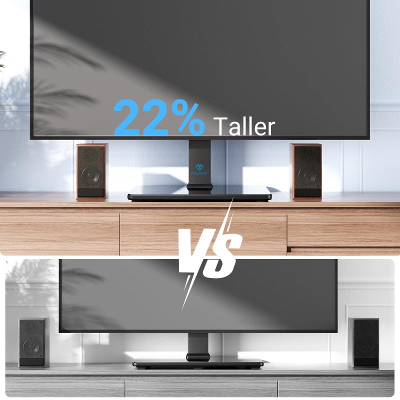 PERLESMITH Universal Swivel TV Stand for 37-77 inch TVs, Table Top TV Stand Base up to 99 lbs, 4 Height Adjustable Universal TV Legs with Tempered Glass Base, Max VESA 600x400mm, PSTVS02-N1 - Image 4