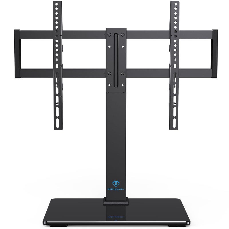 PERLESMITH Universal Swivel TV Stand for 37-77 inch TVs, Table Top TV Stand Base up to 99 lbs, 4 Height Adjustable Universal TV Legs with Tempered Glass Base, Max VESA 600x400mm, PSTVS02-N1 - Image 1