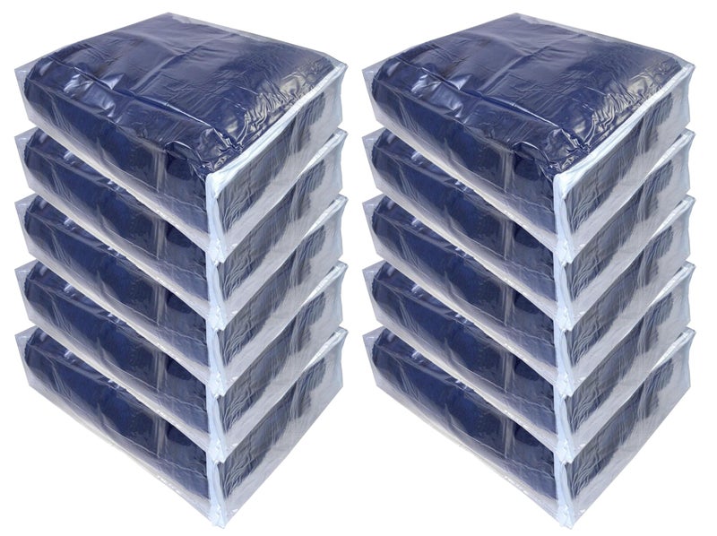 Set of 10 Clear Vinyl Zippered Blanket Storage Bags 15x18x5 Inch