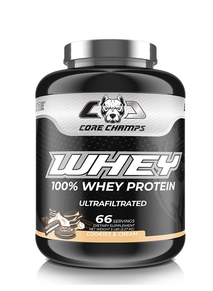 Core Champs WHEY 100% Whey Protein 5 LBS, 66 Servings Cookies & Cream