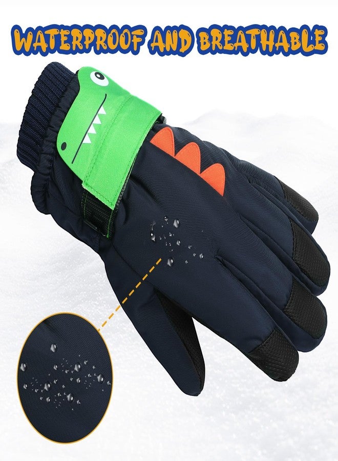 coclothy Ski Gloves Winter Snow Gloves Waterproof Winter Warm Glove for Snowboarding, Sledding Blue-Navy Blue - Image 2