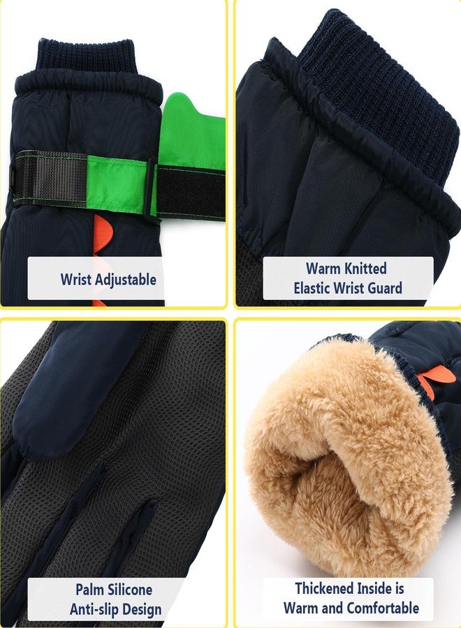 coclothy Ski Gloves Winter Snow Gloves Waterproof Winter Warm Glove for Snowboarding, Sledding Blue-Navy Blue - Image 4
