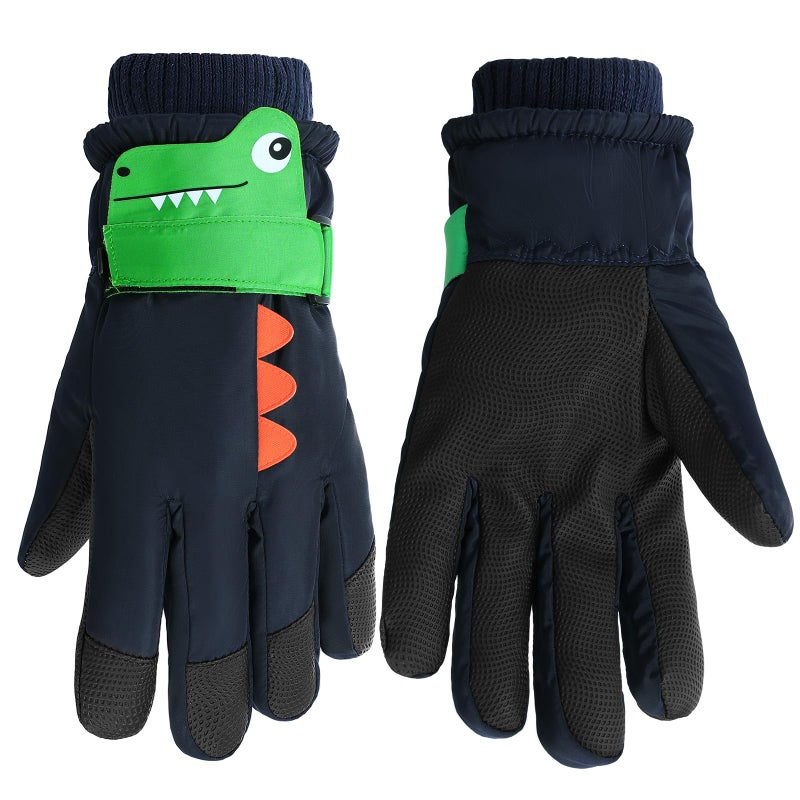 coclothy Ski Gloves Winter Snow Gloves Waterproof Winter Warm Glove for Snowboarding, Sledding Blue-Navy Blue - Image 1