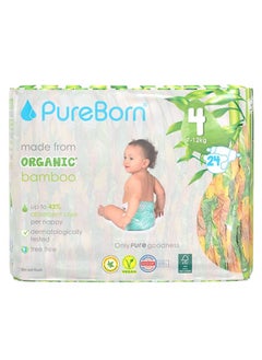 PureBorn Organic Bamboo Size 4 Diapers 7-12 Kg 24 Count  - Image 1