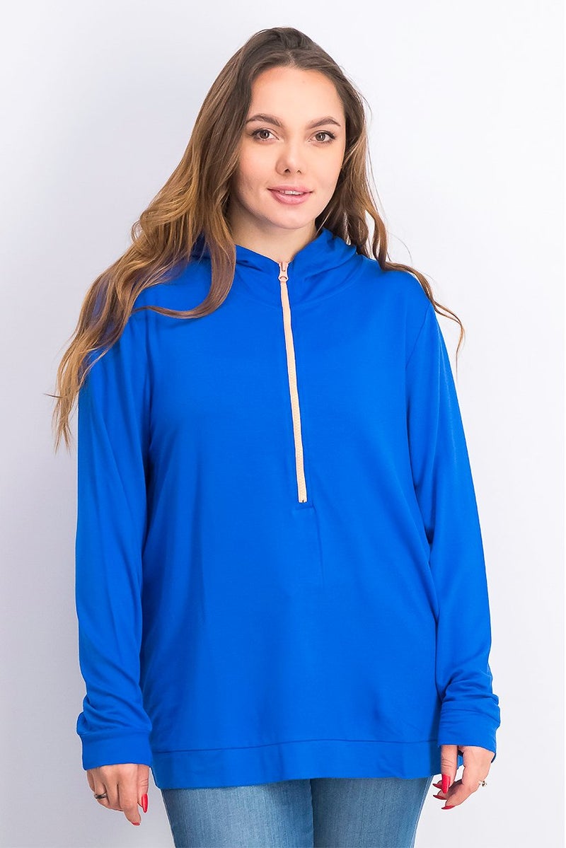 Tchibo Women Half Zip Long Sleeves Hoodie, Blue - Image 1
