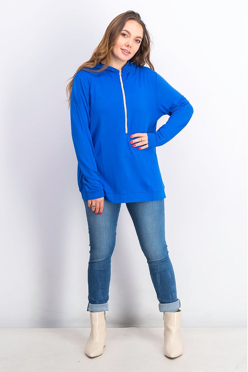 Tchibo Women Half Zip Long Sleeves Hoodie, Blue - Image 3