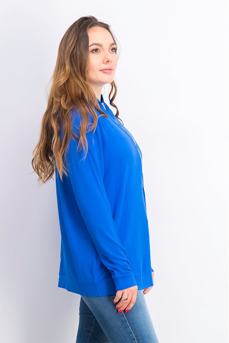 Tchibo Women Half Zip Long Sleeves Hoodie, Blue - Image 4