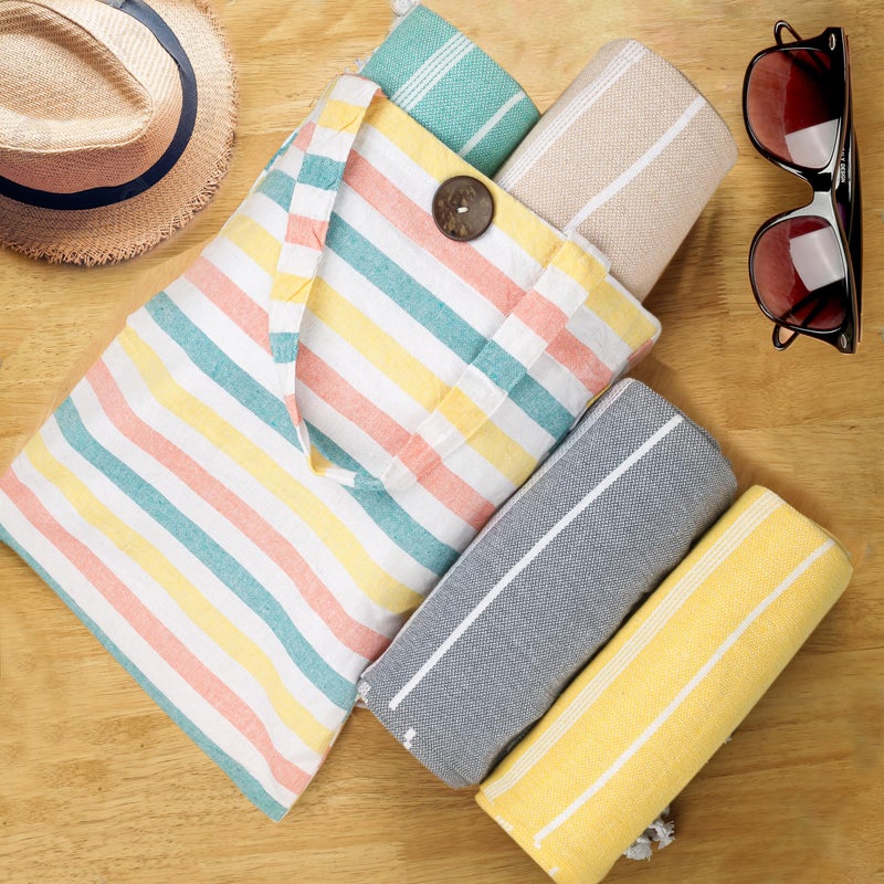 HILLFAIR Cotton Turkish Beach Towels, Quick Dry Lightweight Sand Free Peshtemal Towel for Bath Swim Yoga Pool Travel, Beach Accessories, Oversized Turkish Towel (39 x 72 inch- 4 Pack Multicolor) - Image 3