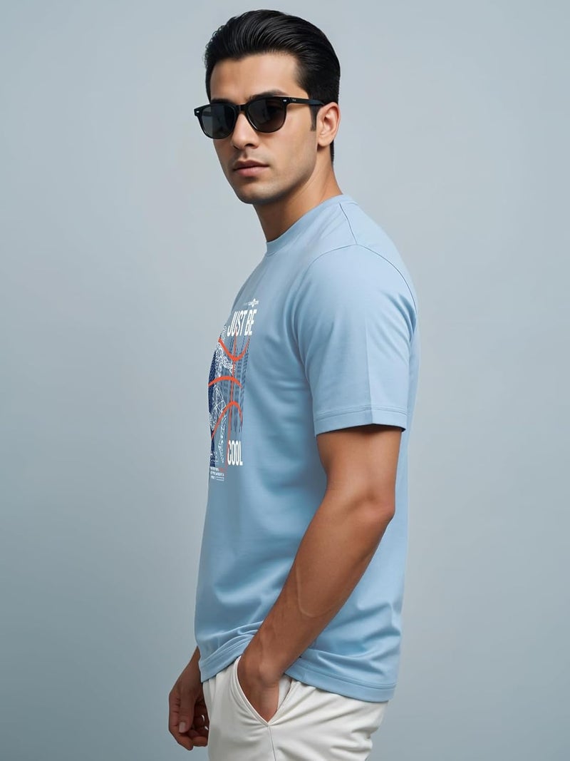 ADRO Men's Beige Basketball Graphic Printed T-Shirt - Just Be Cool Print, Cotton Lycra Stretch Fabric, Half Sleeve Crew Neck, Relaxed Fit - Image 4