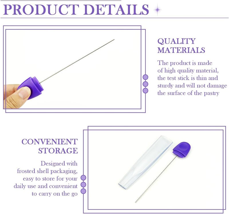 DOERDO DD 2PCS Cake Tester Needle, Stainless Steel Cake Testing Probe Stick Cake Skewer Baking Tools for Cake Cupcake, Bread, 6Inch - Image 3