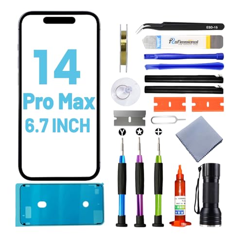 Tpyag for iPhone 14 Pro Max Screen Replacement, Glass Replacement for iPhone 14 Pro Max 6.7 inch, Screen Repair Kit with Waterproof Adhesive(NO OLED & Touch Digitizer) - Image 1