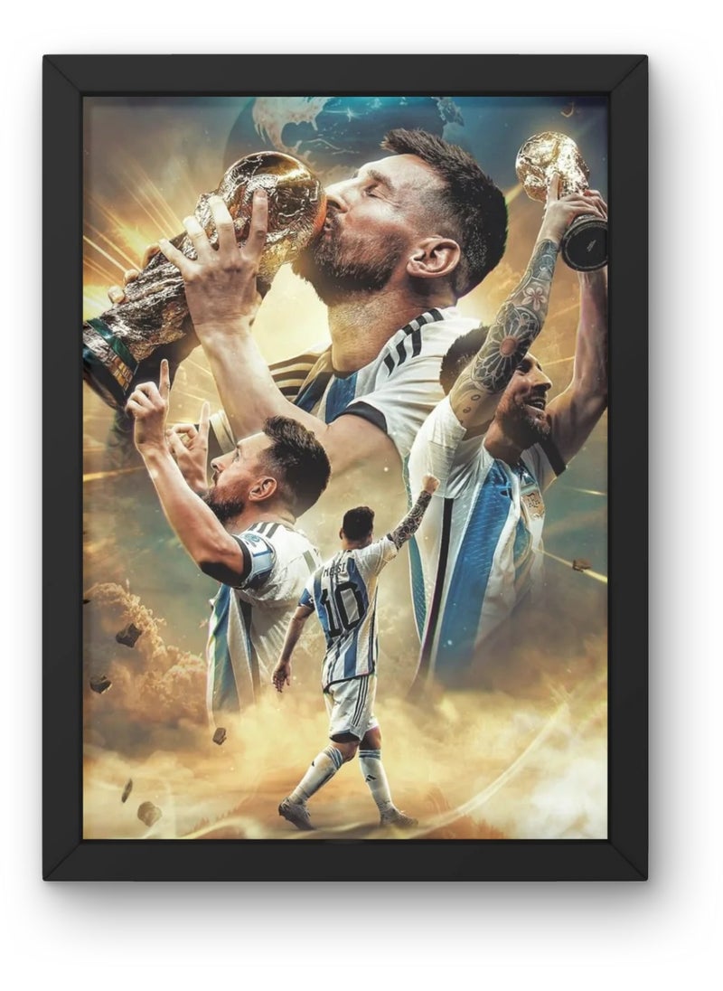 null - Messi the goat BLACk FRAME 50X 70 - Image 1