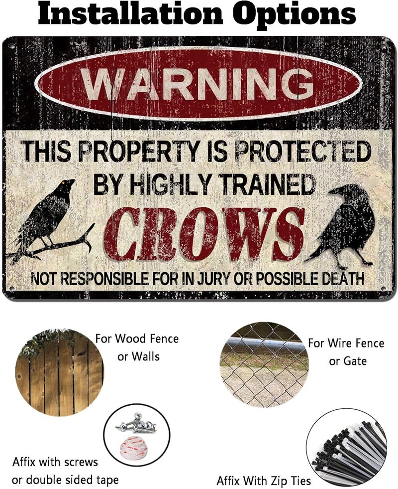kengtou Vintage Crow Warning Metal Sign - Image 4