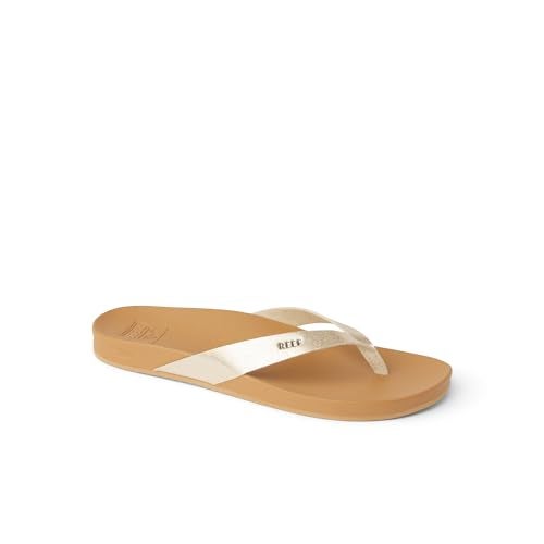 Reef Cushion Court Womens Flip Flop, Molded Cushion Footbed, Arch Support, Tan/Champagne, 8 - Image 3