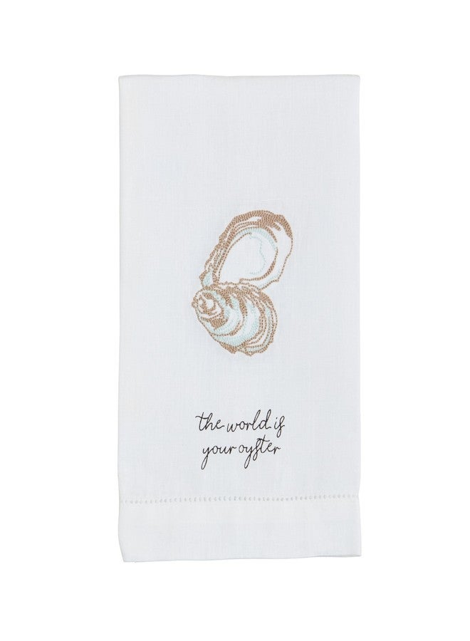 Mud Pie World Oyster Embroidery Towel; 21" x 14" - Image 1