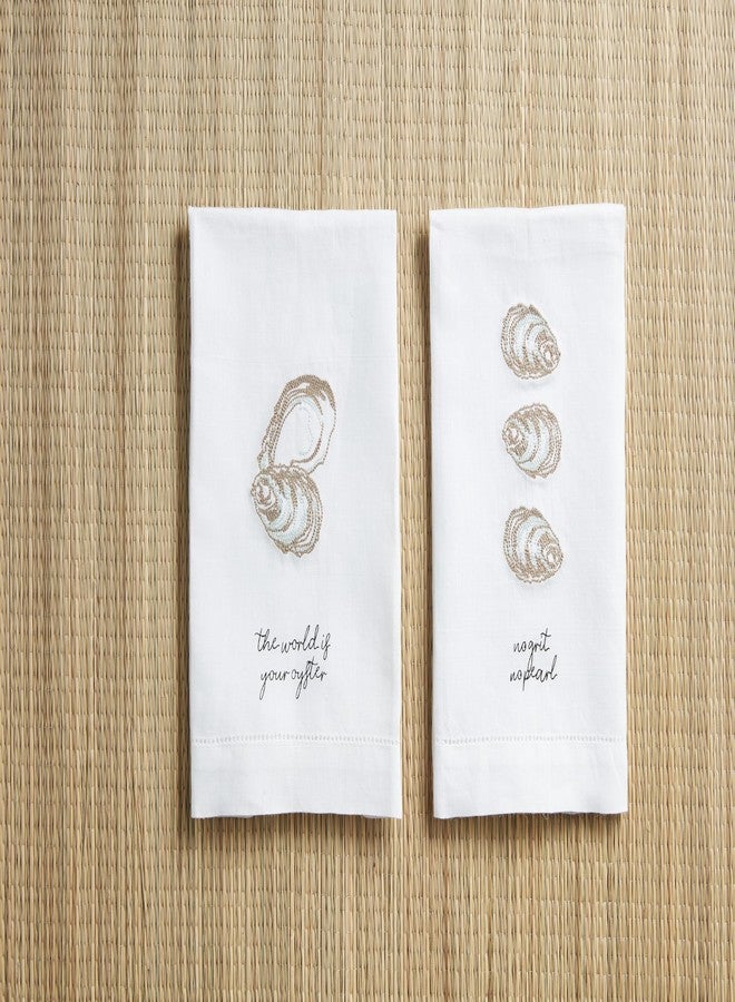 Mud Pie World Oyster Embroidery Towel; 21" x 14" - Image 2