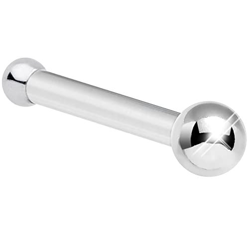 Body Candy 14k White Gold Nose Ring Stud 20 Gauge 1/4" Length 1.5mm Ball Nose Bone Straight Nose Ring for Women Men - Image 1