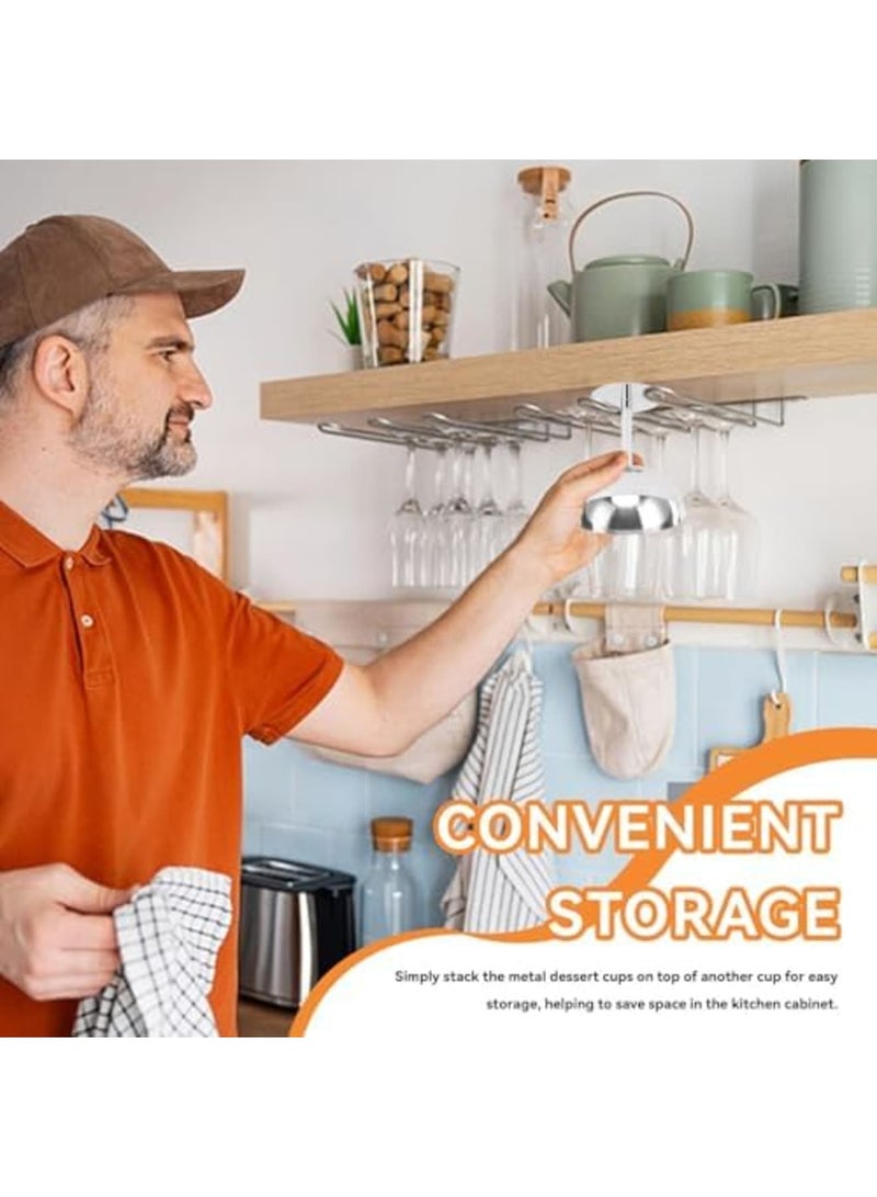 SYOSI 2 قطع أكواب آيس كريم من الفولاذ المقاوم للصدأ مع قاعدة مدعومة وقاع مستقر، أوعية تقديم حلوى معدنية متينة لزبادي، سلطة، وفواكه، مثالية للحفلات، المنزل، المطاعم، والاستخدام الخارجي - Image 4