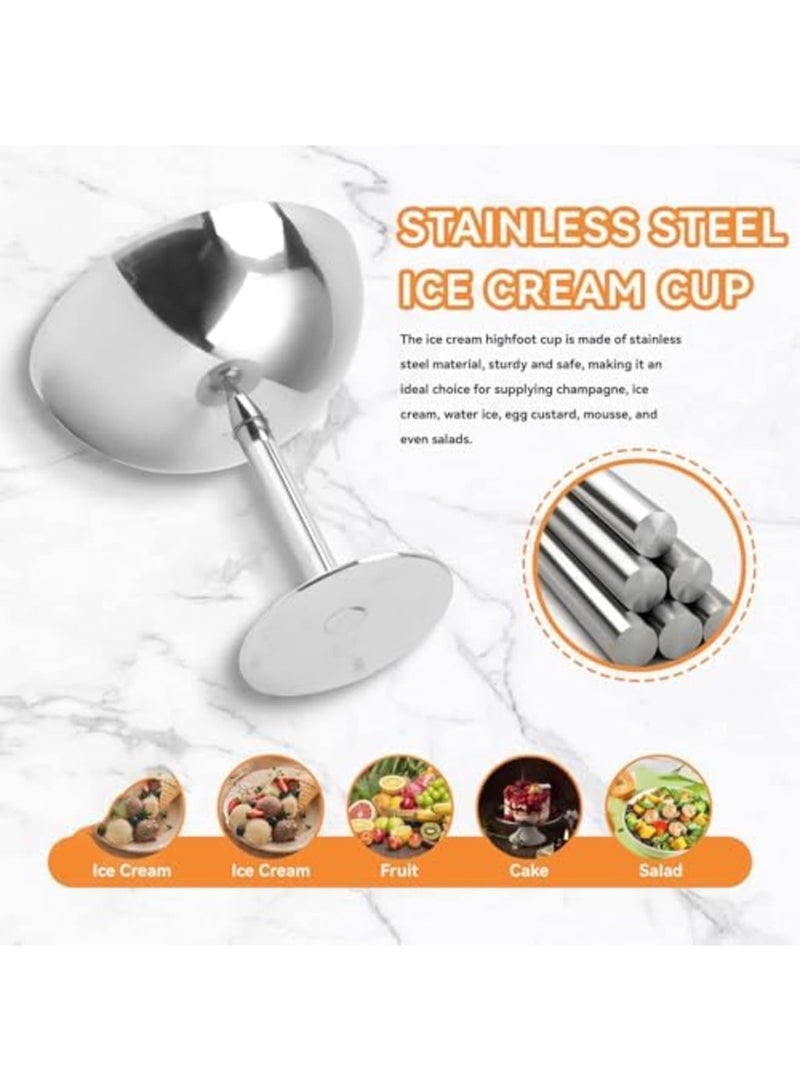 SYOSI 2 قطع أكواب آيس كريم من الفولاذ المقاوم للصدأ مع قاعدة مدعومة وقاع مستقر، أوعية تقديم حلوى معدنية متينة لزبادي، سلطة، وفواكه، مثالية للحفلات، المنزل، المطاعم، والاستخدام الخارجي - Image 5