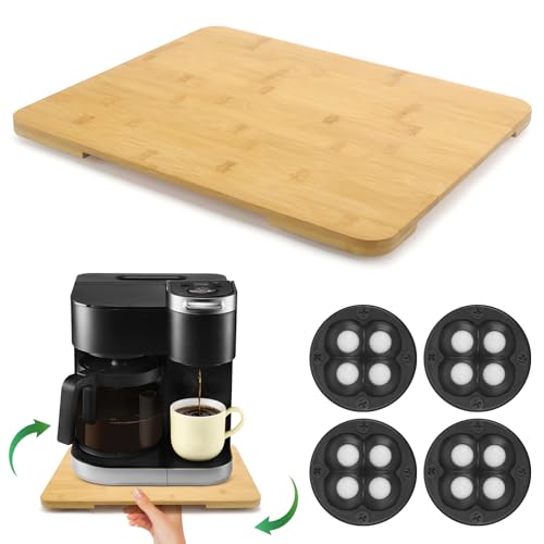 GIASSVIO 360 Rolling Tray Bamboo Appliance Slider for Kitchen Appliances Coffee Maker Mat Tray for Countertops Sliding Tray for Coffee Maker Appliances Mat Easily from Under The Cabinet Natural116139 - Image 1