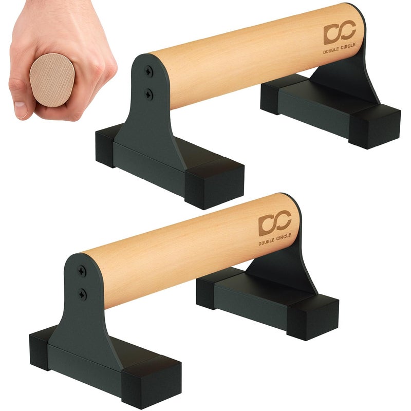 Double Circle Parallettes Push Up Bar with Ergonomic Wooden Handles - Calisthenics Equipment - Non-slip Parallel Bars for Strength Training and Calisthenics - Pushup Handles Parallettes Bars - Image 1