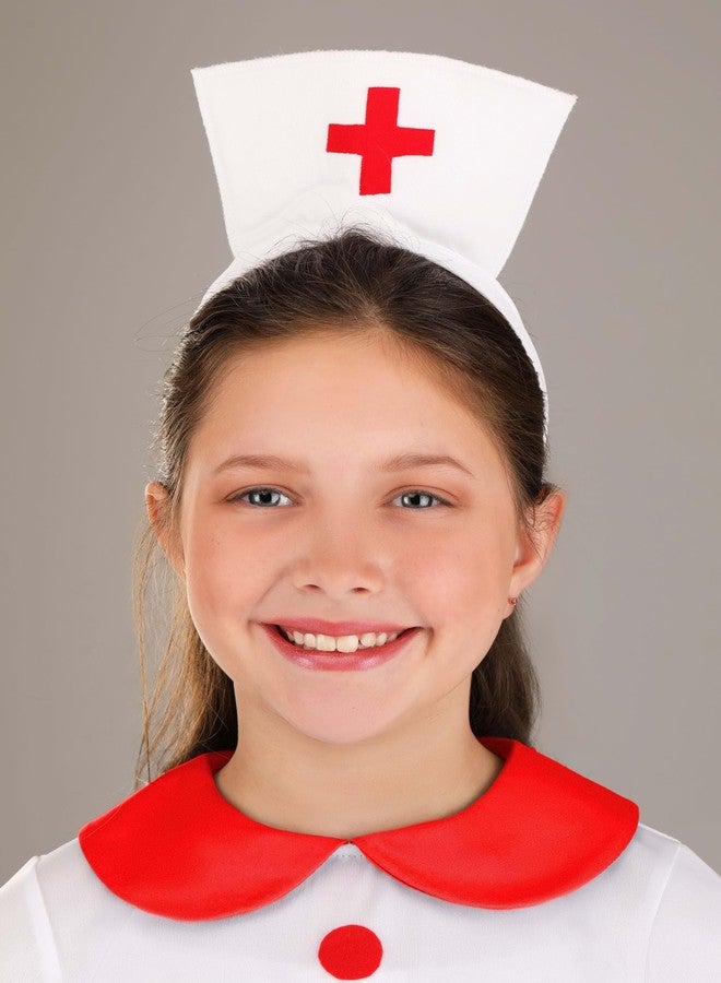 Fun Costumes Girl's Classic Nurse Costume Dress, Apron, Red Cross Halloween Caregiver Outfit - Small/Medium - White - Image 4