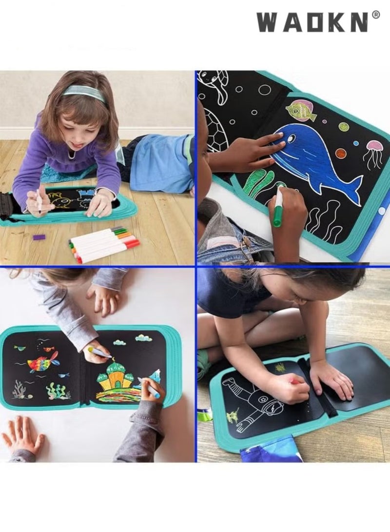 WAOKN Erasable Doodle Slate Painting Kit For Kids, Drawing Book for Kids Toddlers Activity Toys Reusable Drawing Pads with Watercolor Pens Cute Bear (Multicolor)  - Image 4