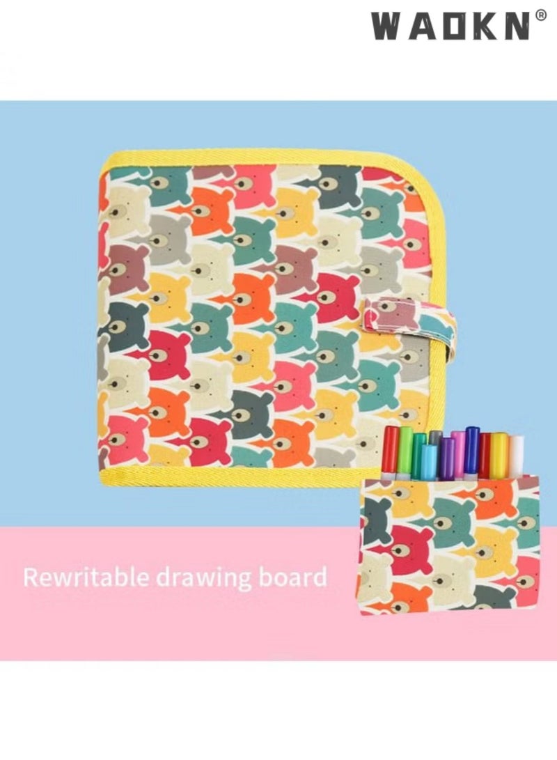 WAOKN Erasable Doodle Slate Painting Kit For Kids, Drawing Book for Kids Toddlers Activity Toys Reusable Drawing Pads with Watercolor Pens Cute Bear (Multicolor)  - Image 2