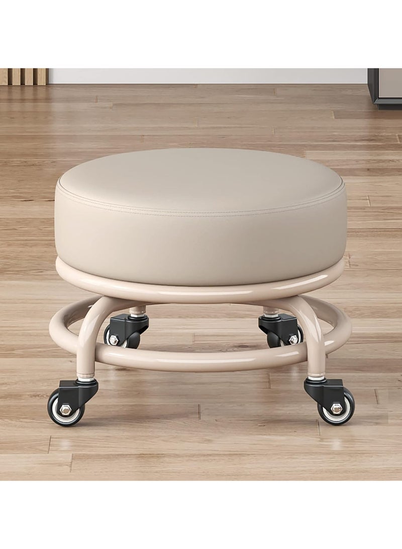 DubaiGallery Low Stool with Wheels Heavy-Duty Round Low Stool 360-Degree Rotation Universal Wheels Low Rolling Stool for Home,Low Roller Stools,Rolling Stool Seats with Mute Wheels  - Image 1