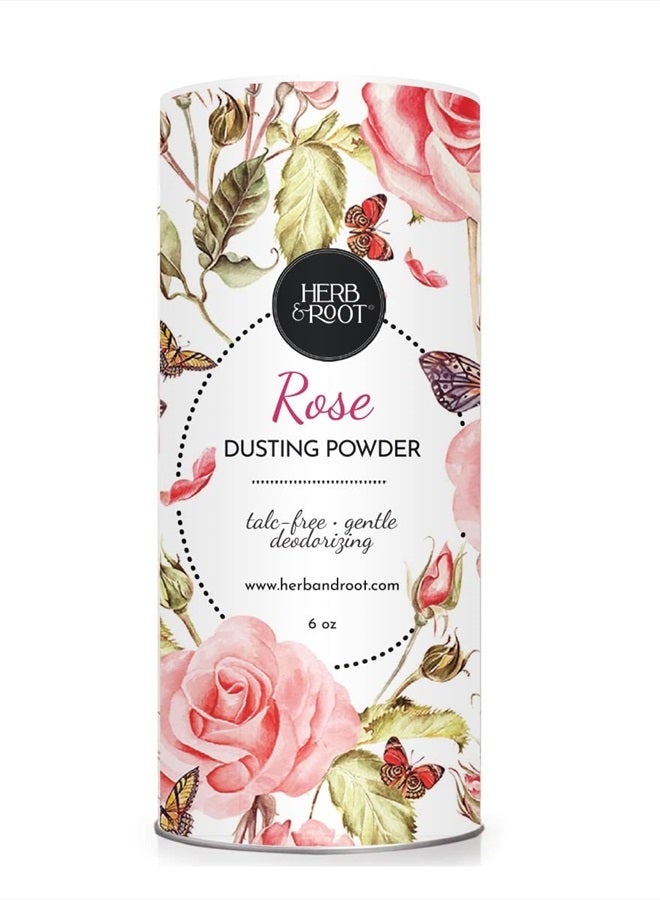 Herb & Root Rose Scented Fragrant Talc-Free Dusting Powder for Women, Feminine Powder, Body Powder, Bath Powder, Anti-Chafing Powder, Baby Powder, 6 oz - Image 1