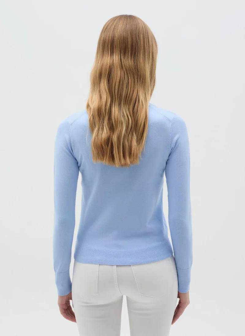 Ovs Top With Round Neck And Long Sleeves