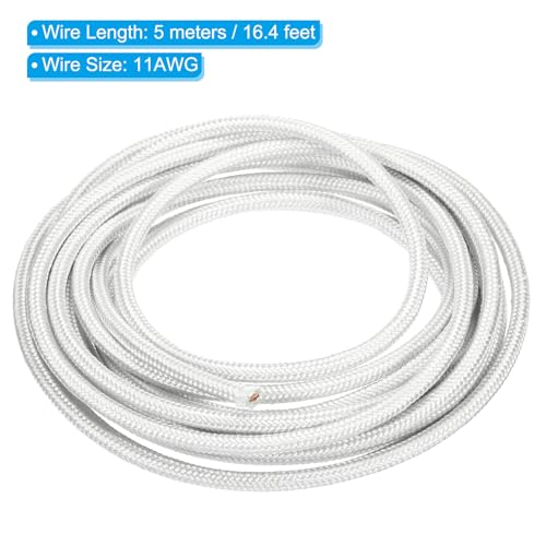 PATIKIL 16.4Ft 11AWG High Temperature Wire, -60-350 Degrees Celsius Mica Glass Fiber Electronic Wire Insulated Heat Resistant Electronical Flexible Cable for Lamp Boiler Heater, White - Image 2