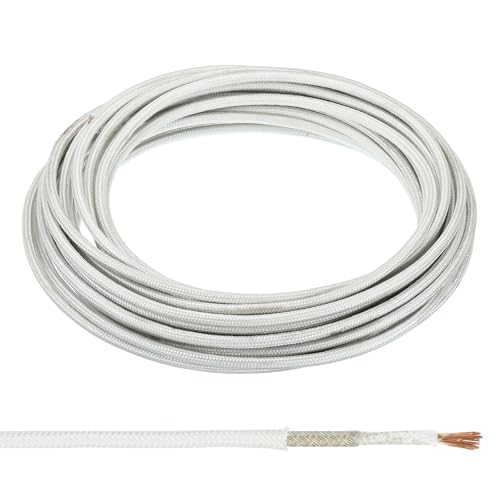 PATIKIL 16.4Ft 11AWG High Temperature Wire, -60-350 Degrees Celsius Mica Glass Fiber Electronic Wire Insulated Heat Resistant Electronical Flexible Cable for Lamp Boiler Heater, White - Image 1
