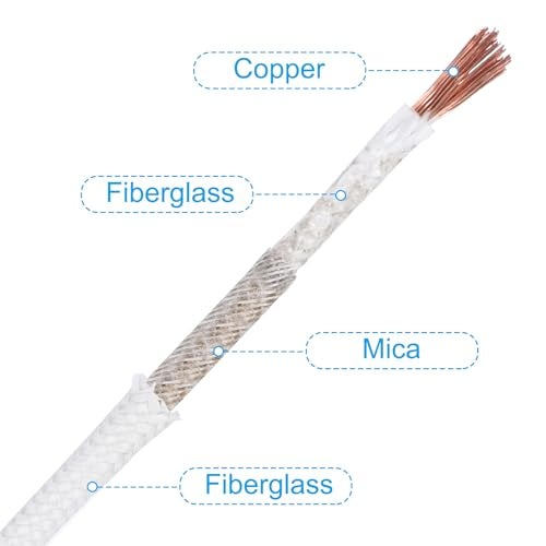 PATIKIL 16.4Ft 11AWG High Temperature Wire, -60-350 Degrees Celsius Mica Glass Fiber Electronic Wire Insulated Heat Resistant Electronical Flexible Cable for Lamp Boiler Heater, White - Image 3