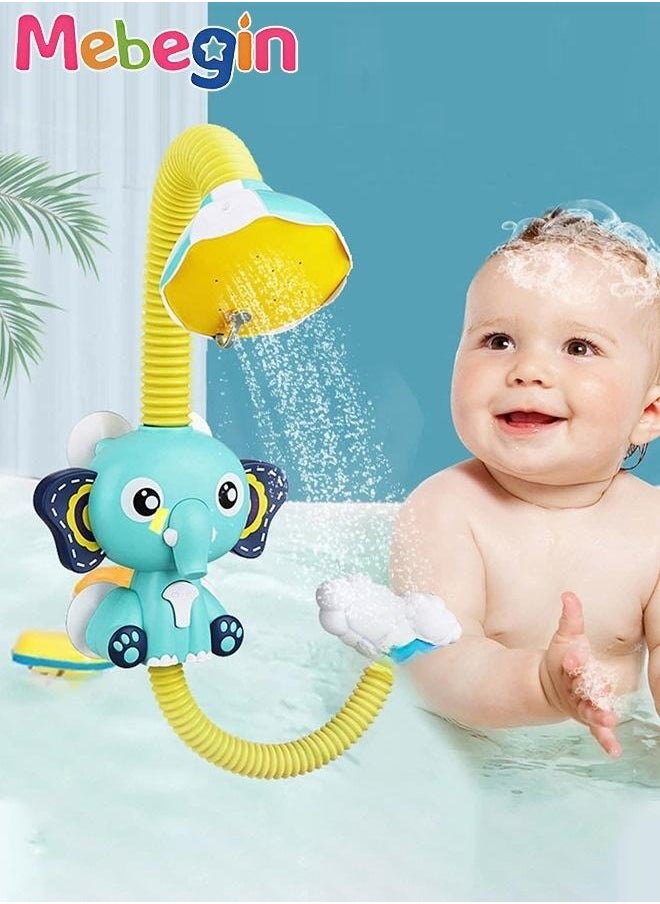 MEBEGIN Elephant Bath Toy, Baby Bath Shower Head with Gentle Shower Pressure, Children's Shower Electric Water Sprayer, Angle Adjustment Sprinkler, Punch-free Design, Fun Bathtub Toy, for Babies Aged 3+ in Tub or Sink, BPA Free  - Image 1