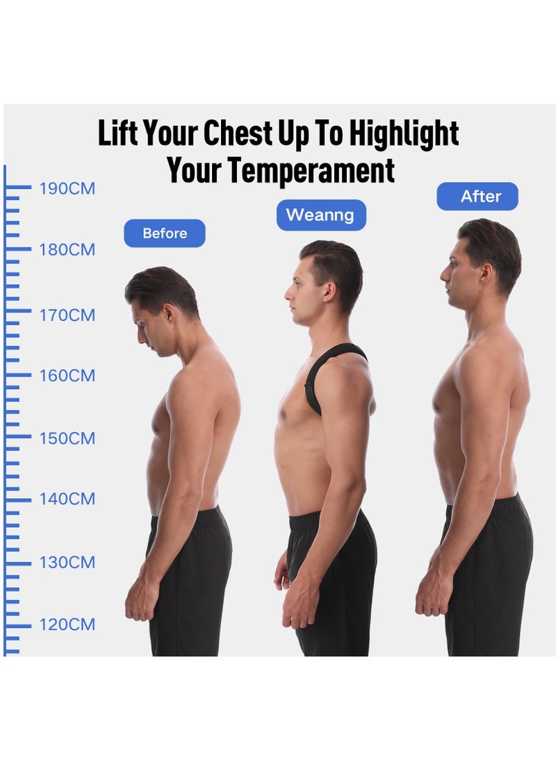 SOLARAE Adjustable Posture Corrector with Back Correction Strap for Neck and Shoulder Pain Relief - Ideal for Men, Women, Seniors, and Teens (1PC Black, Size M) - Image 4