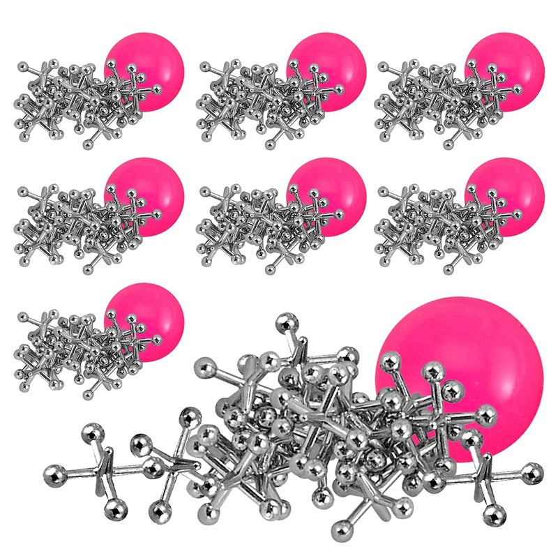 Playbees Metal Jacks Game Set 24 Sets Retro Kids Entertainment with Metallic Jacks and Bouncy Ball Classic Jacks Game for Fun and Skill Development - Image 2