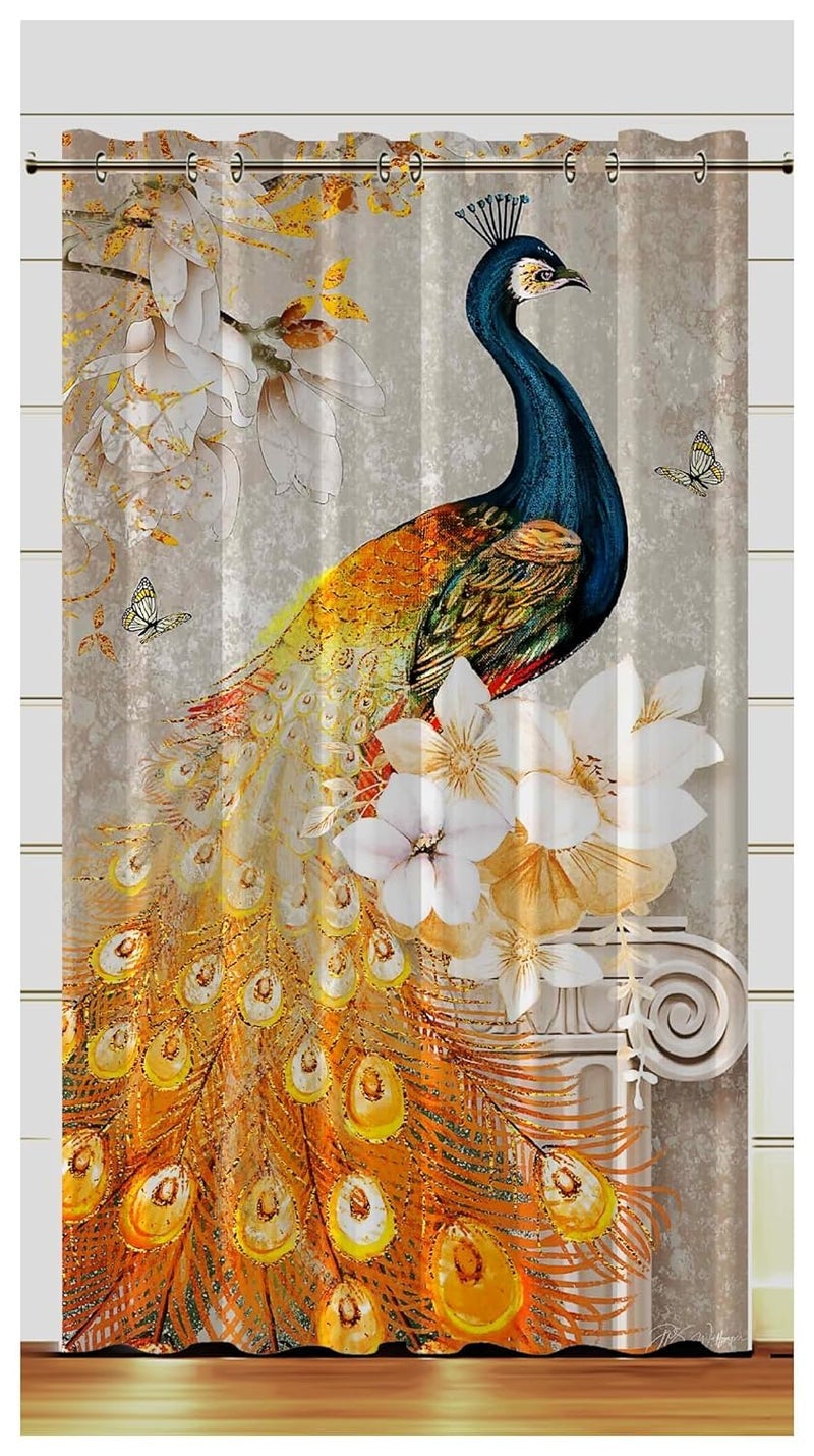 Ra Enterpsrises Digital 3D Printed Modern Polyester 11 Design Special Long Crush Single Piece Semi Sheer Back Tab Door Curtain Pack Of 1 5 Feet X 4 Feet Multicolor  - Image 1