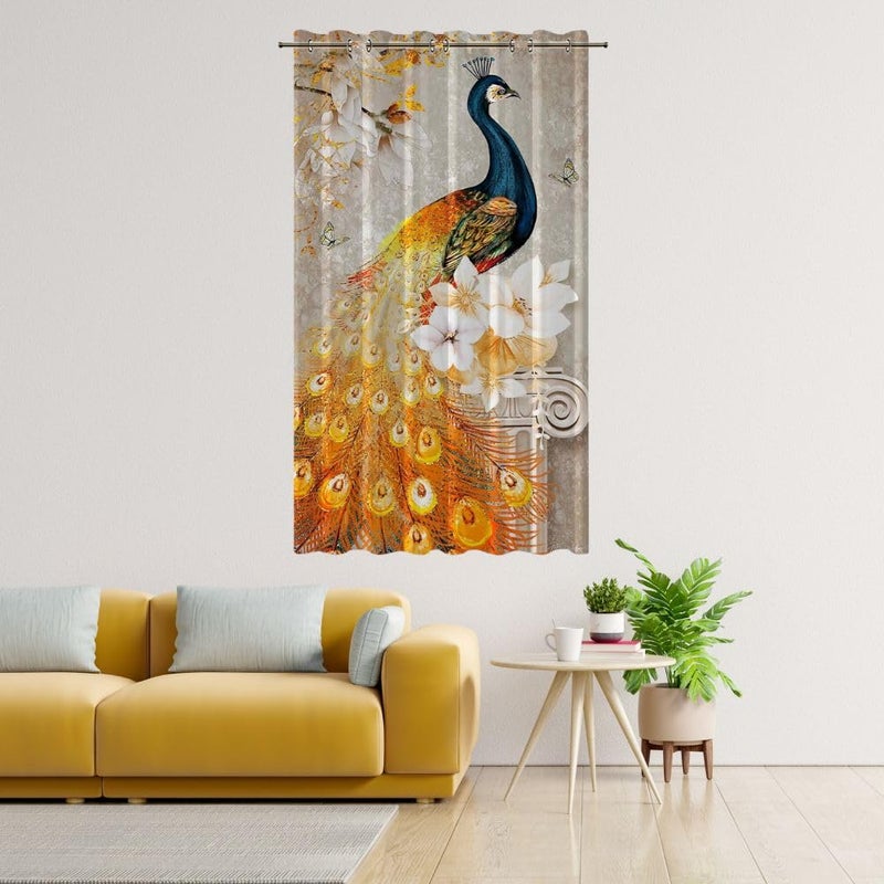 Ra Enterpsrises Digital 3D Printed Modern Polyester 11 Design Special Long Crush Single Piece Semi Sheer Back Tab Door Curtain Pack Of 1 5 Feet X 4 Feet Multicolor  - Image 2
