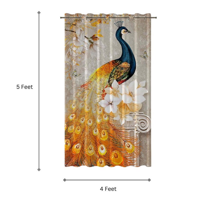 Ra Enterpsrises Digital 3D Printed Modern Polyester 11 Design Special Long Crush Single Piece Semi Sheer Back Tab Door Curtain Pack Of 1 5 Feet X 4 Feet Multicolor  - Image 3