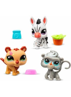 Littlest Pet Shop Minis 3-Piece Figure Set S2 - Zebra - Lion - Monkey - 5 cm Minis  - Image 2