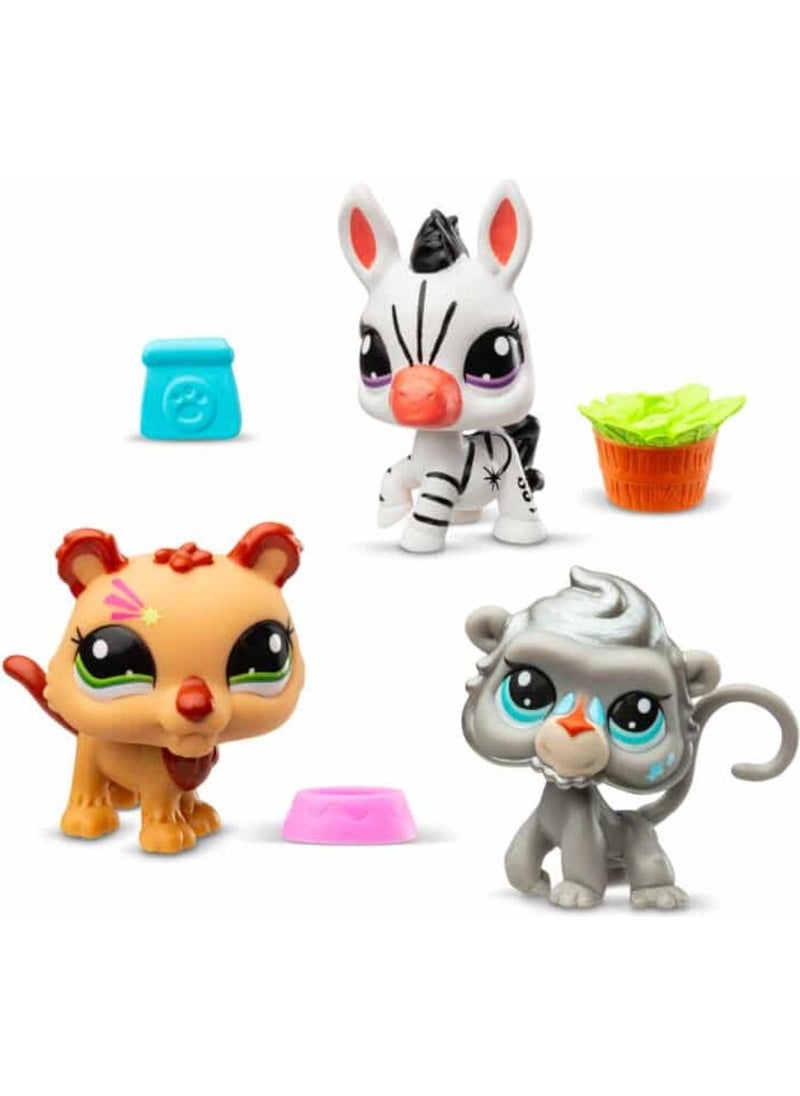 Littlest Pet Shop - Minis 3-Piece Figure Set S2 - Zebra - Lion - Monkey - 5 cm Minis - Image 1