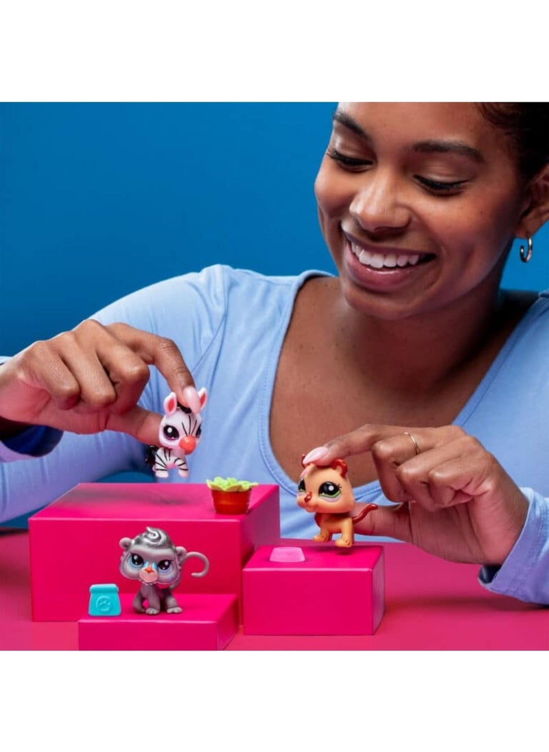Littlest Pet Shop - Minis 3-Piece Figure Set S2 - Zebra - Lion - Monkey - 5 cm Minis - Image 1