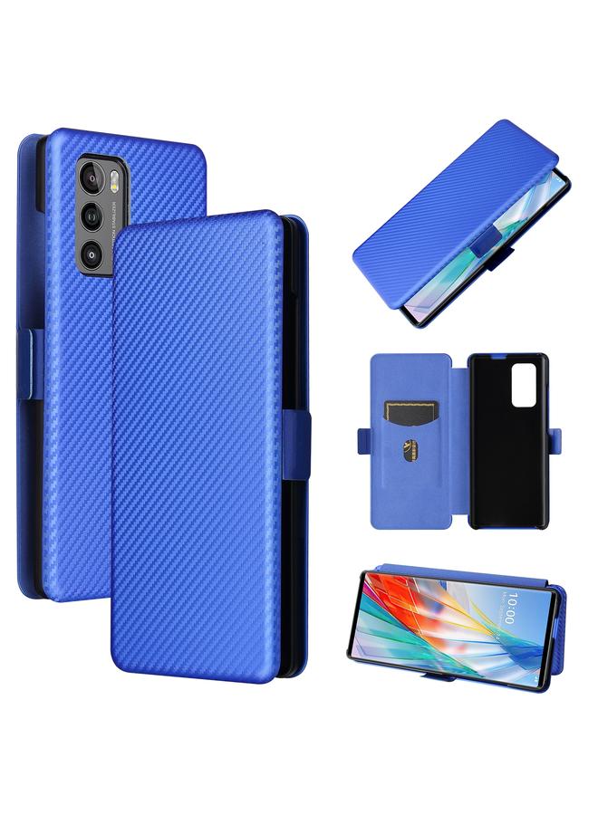 اس-توب جراب لهاتف LG Wing 5G مع مشبك من ألياف الكربون، جراب قلاب أفقي من مادة TPU + PC + جلد PU مع فتحة بطاقة - Image 1