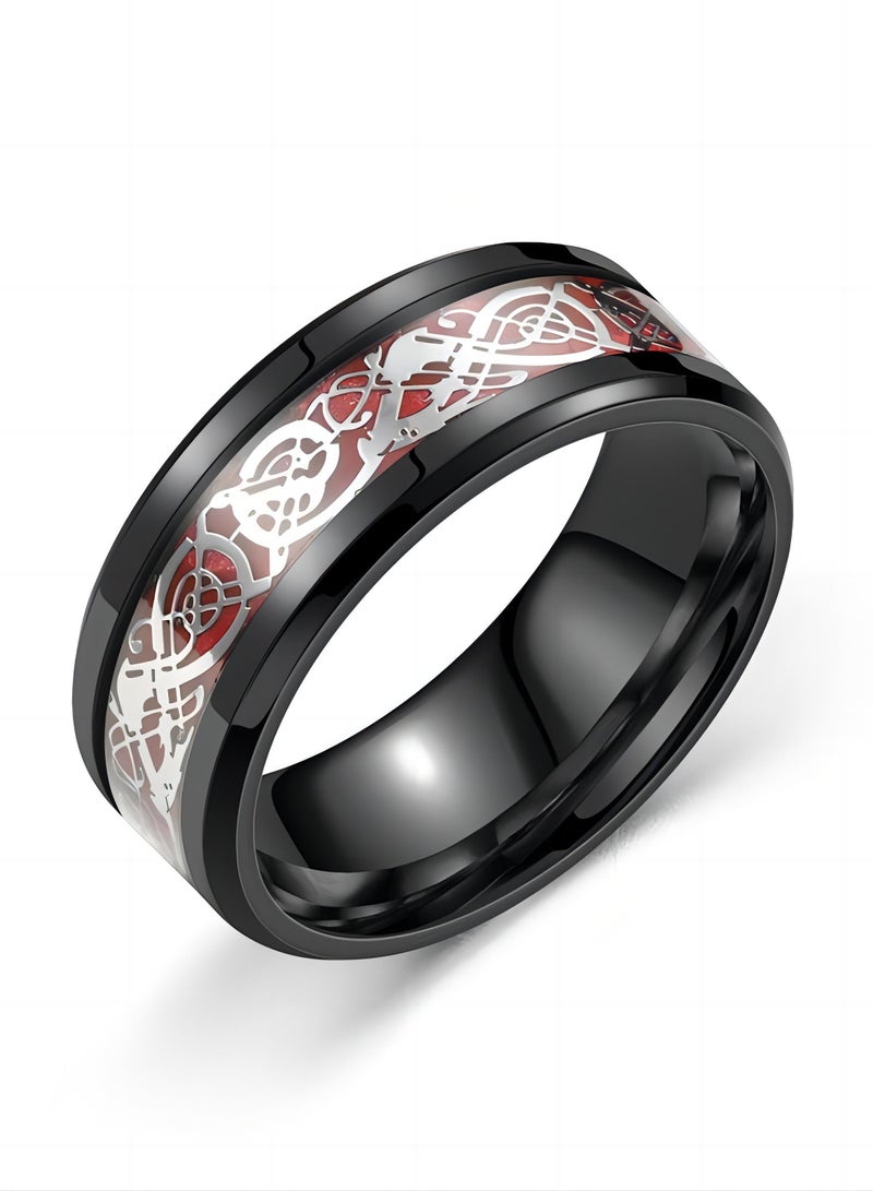 2 -PieceTitanium stainless steel dragon pattern ring couple