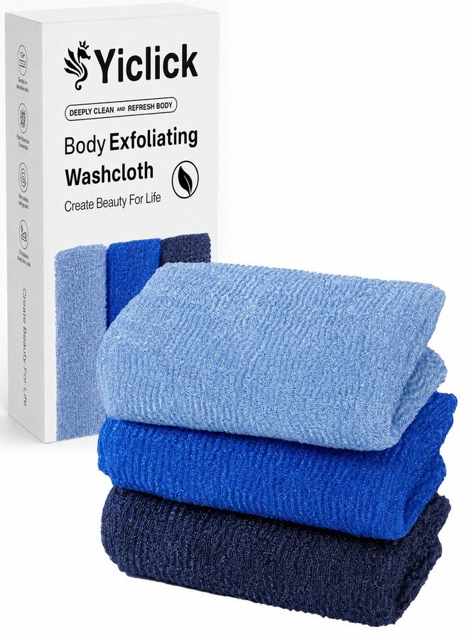 3 PCS Exfoliating Washcloth Towels - Exfoliating Body Scrubber Exfoliator, Back Scrubber for Shower Bath Use, Japanese & Korean Scrub Wash Cloths, Loofah Lufa Sponge Washer for Women Men